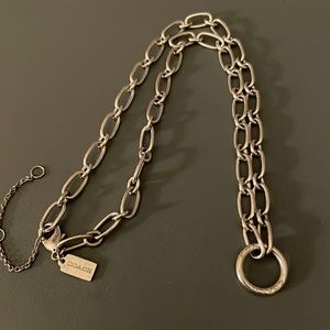 Coach Ring Necklace in Silvertone Metal